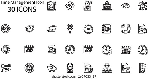 Set of Time Management icons. Line art style icons bundle. vector illustration
