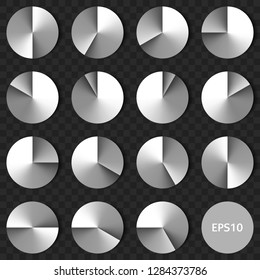 Set of Time Management Icons. Metallic Texture. EPS 10.