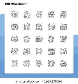 Set of Time Management Line Icon set 25 Icons. Vector Minimalism Style Design Black Icons Set. Linear pictogram pack.