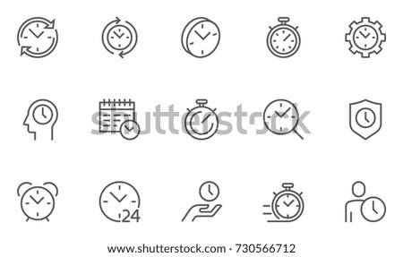 Set of Time Management Related Vector Line Icons. 48x48 Pixel Perfect.