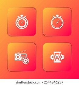 Set Time management setting, Stopwatch, Radio and Hourglass icon. Vector