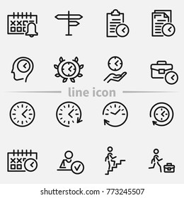 Set of time management vector thin line icons.