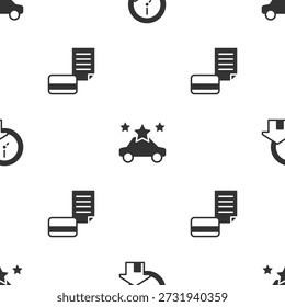 El tiempo es dinero, coche compartido y tarjeta de crédito en el patrón sin fisuras. Vector