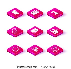 Set Time is money, Coin with dollar symbol, Finance document, Money exchange, Identification badge, Megaphone and File icon. Vector
