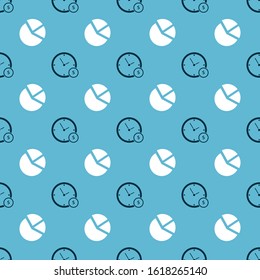 Set Time is money and Pie chart infographic on seamless pattern. Vector