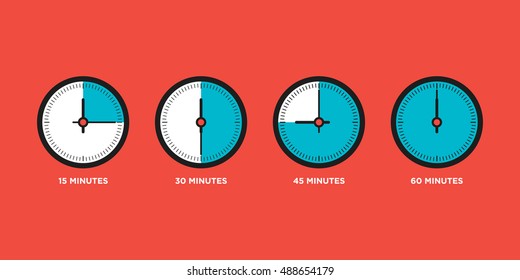 Set of time in one hour flat design, can be used for infographic vector illustration