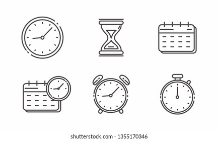 Set of time related line icon. Time related vector illustration 