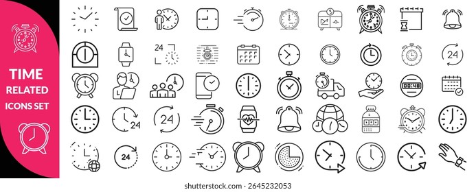 Set of time related line icons set.  time big icon set