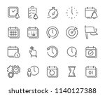 set of time relation vector line icon, such as calendar, reminder, day, year, event