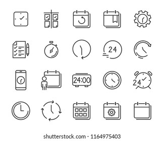 Set Of Time Relation Vector Line Icon, Such As Calendar2019, Reminder, Day, Year, Event