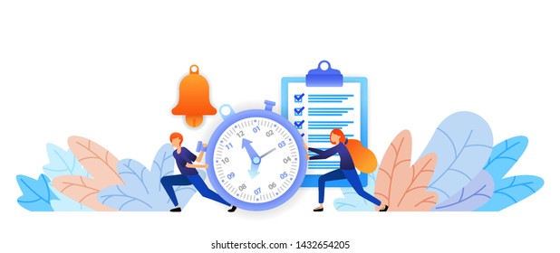 set the time and schedules that have been planned. time management to achievements. talk by typing vector illustration concept for landing page, web, ui, banner, flyer, poster, template, background