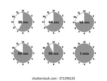 Set of time second stopwatch design flat. Clock and stopwatch icon, time and stopwatch hand, watch and stopwatch minute, second time, timer instrument, equipment stopwatch illustration