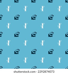 Set Time to sleep and Bamboo on seamless pattern. Vector