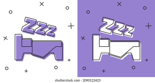 Set Time to sleep icon isolated on white and purple background. Sleepy zzz. Healthy lifestyle.  Vector