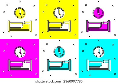 Set Time to sleep icon isolated on color background.  Vector