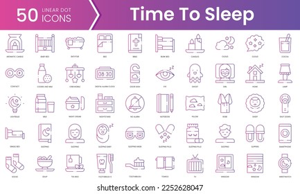 Set of time to sleep icons. Gradient style icon bundle. Vector Illustration