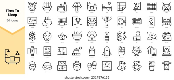 Set of time to sleep Icons. Simple line art style icons pack. Vector illustration