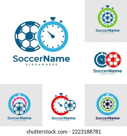 Set of Time Soccer logo template, Football logo design vector