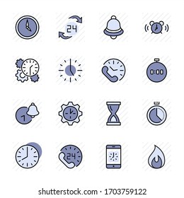 Set of Time Vector Line Icons. Contains such Icons as Timer, Speed, Alarm, Restore, Time Management and more. Editable Stroke. 32x32 Pixel Perfect