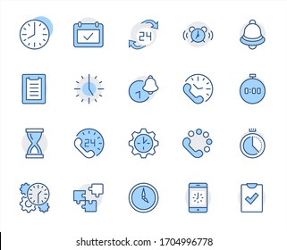 Set of Time Vector Line Icons. Contains such Icons as Timer, Speed, Alarm, Restore, Time Management and more. Editable Stroke. 32x32 Pixel Perfect