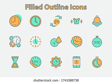 Set of Time Vector Line Icons. Contains such Icons as Timer, Speed, Alarm, Restore, Time Management and more. Editable Stroke. 32x32 Pixel Perfect