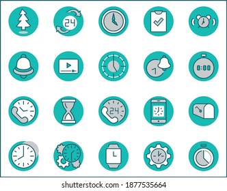 Juego de iconos de línea del vector de tiempo. Contiene iconos como Timer, Speed, Alarm, Restore, Time Management y más. Stroke editable. 32x32 Perfecto para píxeles