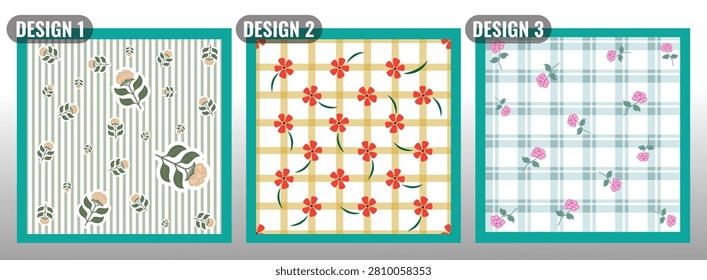 set of timeless foral seamless pattern design