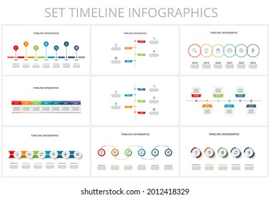 Set timeline with elements, infographic template for web, business, presentations, vector illustration