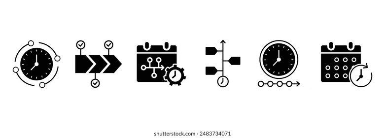 Set of Timeline icon. Workflow, information, progress, step, management, schedule symbol. Vector Illustration.