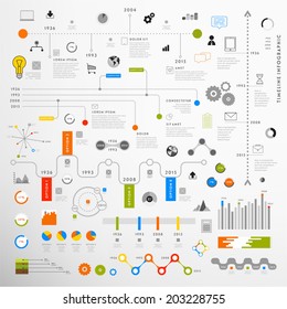 Set Of Timeline Infographic Design Templates. Charts, Diagrams And Other Vector Elements For Data And Statistics Presentation