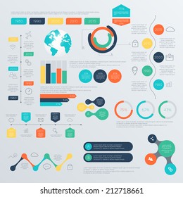 Set of Timeline Infographic Design Templates. Charts, Diagrams and other Vector Elements for Data and Statistics Presentation