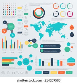 Set of Timeline Infographic Design Templates. Charts, Diagrams and other Vector Elements for Data and Statistics Presentation