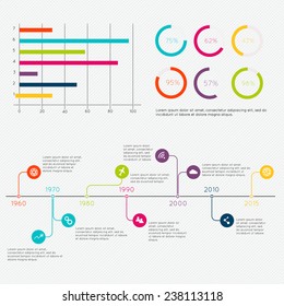 Set of Timeline Infographic Design Templates. Diagrams and Statistics Presentation. Vector illustration can be used for workflow layout, diagram, web design.