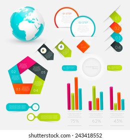 Set of Timeline Infographic Design Templates. Charts, Diagrams and other Vector Elements for Data and Statistics Presentation