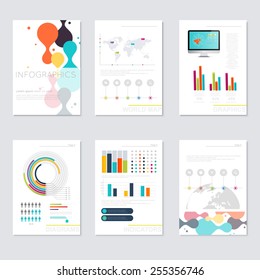 Set of Timeline Infographic Design Templates. Charts, Diagrams and other Vector Elements for Data and Statistics Presentation