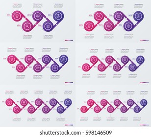 Set of timeline infographic designs with ellipses. Vector illustration.