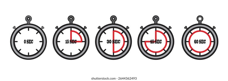 Set of Timeline Progress Simple Stopwatch Graphic Illustrations