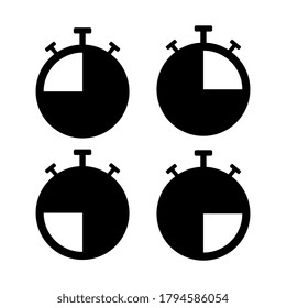Set of timer icon set. Countdown timers. Stopwatch symbol on a white background.