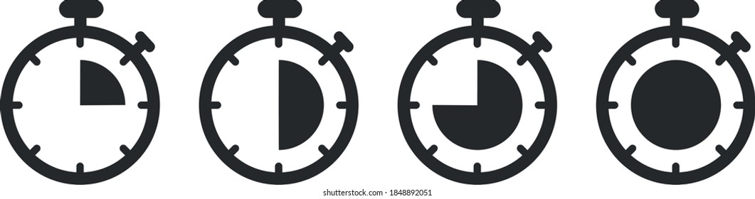 Set of timer icon set. Countdown timers. Stopwatch symbol on a transparent background. Vector