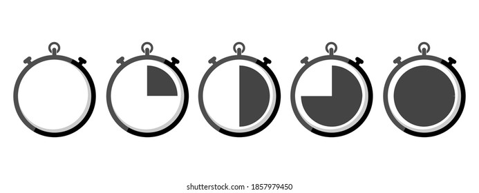 Set of timer icon isolate on white background.