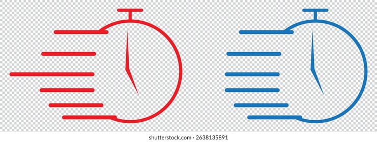 Set of Timer icons. Quick time icon, fast deadline. Timer and stopwatch icons. Rapid line symbol. Countdown timer collection EPS 10