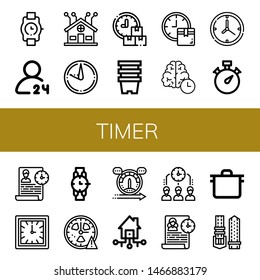 Set of timer icons such as Wristwatch, hours delivery, Smart home, Sundial, Schedule, Pots, Clock, Time, Stopwatch, Time management, Watch, Speed, Smart house, Pot, Watch strap , timer