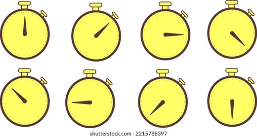 set timer stop watch. sign label vector art illustration with fantastic font and nice yellow brown color. time in the stopwatch