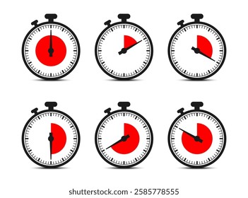 Set of timer, Stopwatch icons isolated