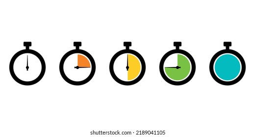 Juego de iconos de temporizador y cronómetro. Icono del temporizador de cocina con minutos diferentes. Símbolos y etiquetas de tiempo de cocción
