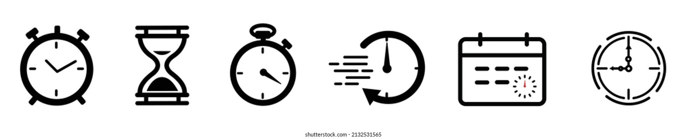 Set of Timer vector icons Count down Timer,Stopwatch icons set Timer symbol. Outline  icon set  Alarm and timer clock