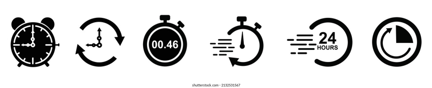 Set of Timer vector icons Count down Timer,Stopwatch icons set Timer symbol. Outline  icon set  Alarm and timer clock