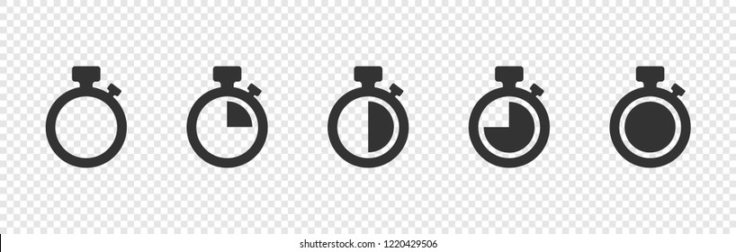 Set of Timer vector icons on transparent background. Countdown Timer vector icons. Eps10