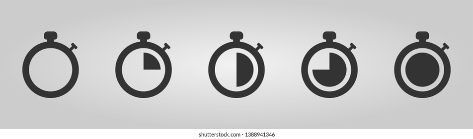 Set of Timer vector icons on white background. Countdown Timer. Vector illustration.