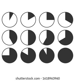 Set of Timer vector icons on transparent background. Countdown Timer vector icons.